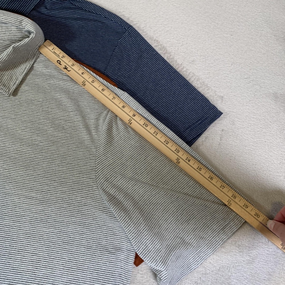 01.ALGO Polo Shirt Mens 2XL Lot Of 3 Striped Blue Rust Golf Performance Stretch - Picture 7 of 15